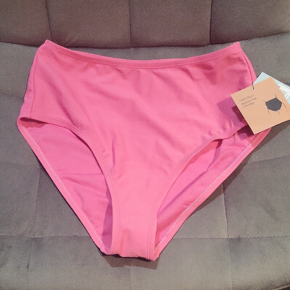 Pink High-Waisted Bikini Bottom